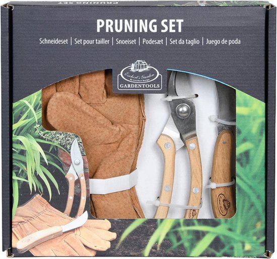 Esschert Design Snoei-set Rvs/hout/leer Bruin One-size 3-delig