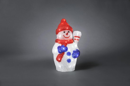 Konstsmide Kerstverlichting buiten - Verlichte decoratie Sneeuwpop met bezem LED 48 lampjes - 38 centimeter - Koud wit