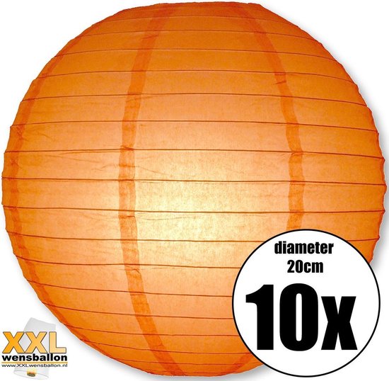 10 oranje lampionnen met een diameter van 20cm