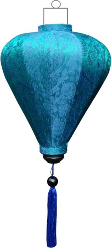 Turquoise Vietnamese zijden lampion lamp ballon - B-TU-45-S