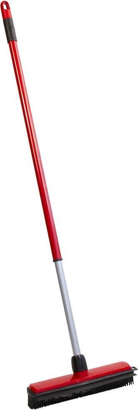 BETRA rubberen bezem 30cm breed met telescopische metalen steel | rood