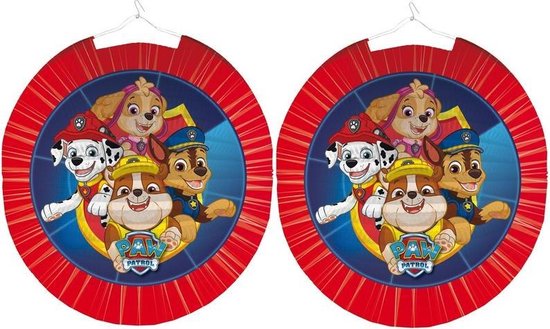 2x Paw Patrol themafeest lampion  25 cm - thema feest lampion/lantaarn voor kinderfeestje/verjaardag Sint Maarten