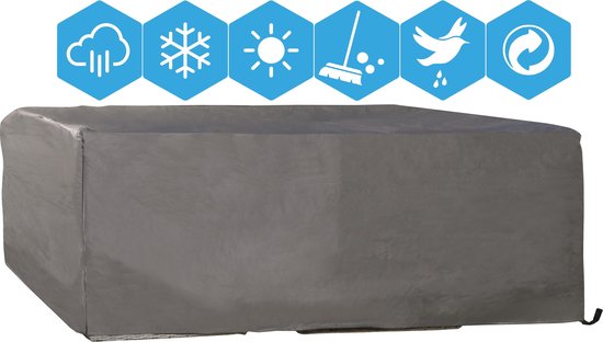 Weersbestendige Beschermhoes Loungeset / Tuinset (met Hoge Tafel) | 260 x 260 x 95 cm | Premium | Waterproof | TÜV Rheinland Gecertificeerd | Hoes voor Tuin | Waterdicht | Solution Dyed (verkleuring onmogelijk) | Grijs / Antraciet