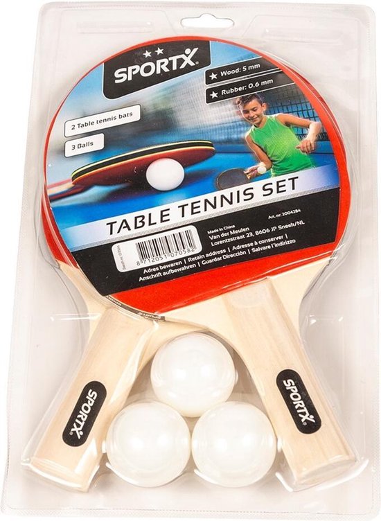 2x Tafeltennis batjes sport set met 3 ballen - Ping Pong spelen op kantoor of thuis
