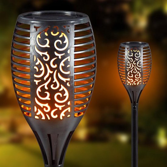 4x Stuks - Tuinverlichting - Extra Groot - 60CM - Solar fakkel met sensor - Tuinverlichting op zonne-energie - Buitenverlichting - LED - Fakkel