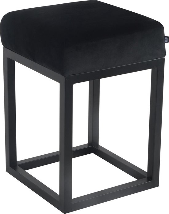 Damiware Kruk industrieel chic velvet fluweel Brucy - Product Kleur: Velvet Zwart