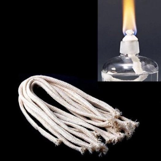 5 Stuks - Olielamp Lont - Lont - Brander - Aansteeklont - Touw - Katoen - 40cm - Diameter 6mm - Zelf kaarsen maken - Kaarslonthouder