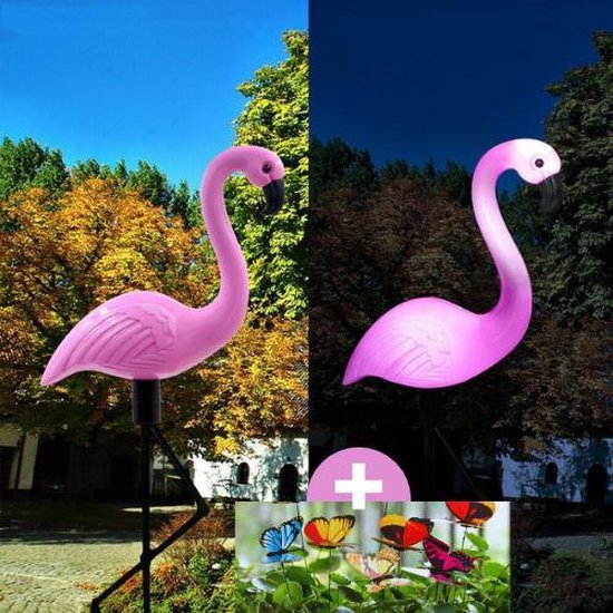 ? BrenLux® Lantaarn - Flamingo op zonne-energie - Solar tuinlantaarn  - Tuinverlichting 1 stuk - Inclusief decoratieprikker - Tuindecoratie - Waterproof verlichting - 52cm hoog - Lantaarn voor buiten - Zomer & Winter sfeerlicht