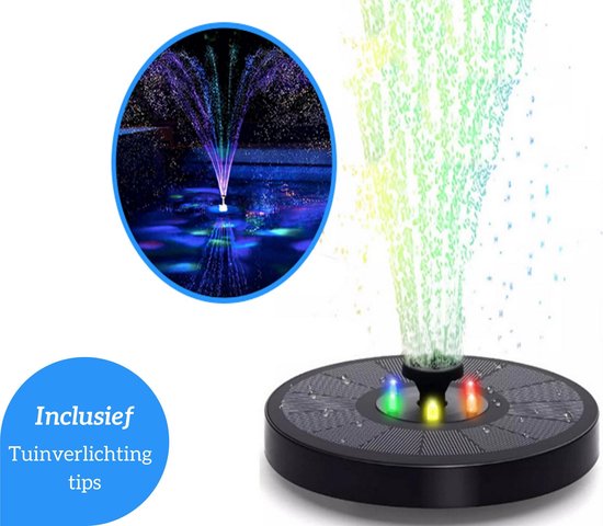 ? Solar Fontein op Zonne Energie met LED Licht voor Vogelbad & Vijver incl. Tuinverlichting Tips - Waterornament - Fonteintje