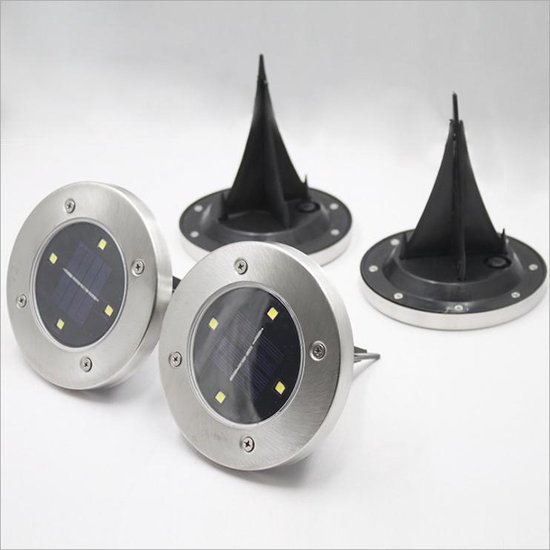 4X Solar Grondspot - Grondspot LED - Tuinverlichting - Zonne-energie - Waterdicht -