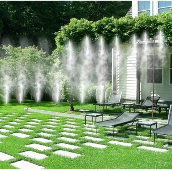 Vernevelaar 10 m | Mist Tuinslang 7mm voor verkoeling én bewatering | Watergordijn | Plantensproeier