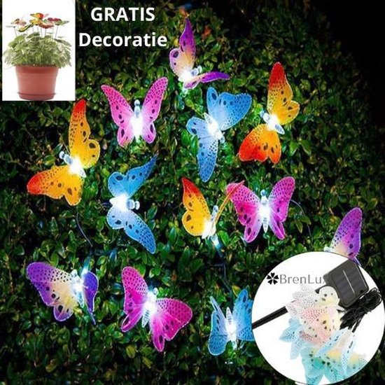 ?BrenLux® Lichtsnoer sfeerverlichting  - Solar 4m 20 vlinders – Slinger op zonne-energie - Tuinverlichting - Tuindecoratie - Waterproof verlichting bijen – Feestelijke verlichting slinger 4 meter – GRATIS decoratievlinder - Lichtsnoer sfeerlicht