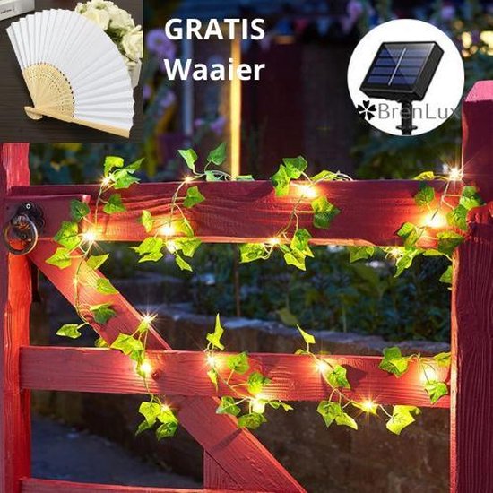 ?BrenLux® Lichtsnoer sfeerverlichting - Verlichtingslinger zonne-energie - Solar 10m 100 klimop lichtjes – Slinger op zonne-energie - Tuinverlichting - Tuindecoratie - Waterproof verlichting klimop – Feestelijke verlichting slinger 10 meter - GRATIS