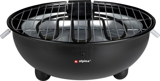 alpina Elektrische BBQ - Tafel-Barbecue - Geen Rook - Binnen Barbecueën - 1250W - Ø 30 Cm - Zwart