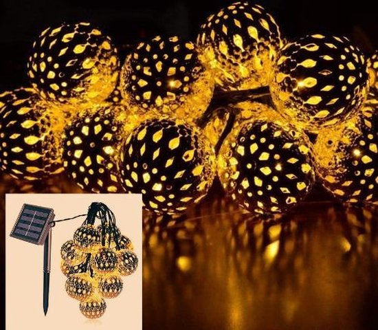 ?BrenLux® Lichtsnoer sfeerverlichting Solar – Sfeerverlichting zonne-energie - Solar 6m 20 Marokkaanse Ballen – Slinger op zonne-energie - GRATIS decoratie - Tuinverlichting - Tuindecoratie - Waterproof verlichting ballen – Feestelijke verlichting