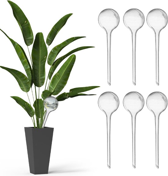 Waterdruppelaar voor Planten - Irrigatiesysteem- Waterbol - Druppelsysteem - Watergeefsysteem voor Kamerplanten - Plantenwatergever -6 Stuks - Transparant