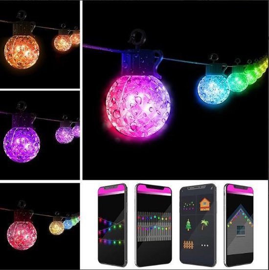 Slimme led lichtsnoer 5 meter met App functie en afstandsbediening tuinverlichting prikkabel lichtsnoeren voor buiten  buitenverlichting waterbestendig IP65 prikkabel Kerst verlichting lichtslinger