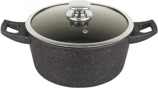 Royalty Line Forged Aluminum Nonstick Marble Cooking Pot - 30cm - Black