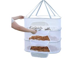 3-Layer Mesh Drying Rack, Foldable Hanging Drying Net, Drying Net Herbs with Zips for Drying Seeds Fish Vegetables Fruit Bag Herbs Material Polyester
