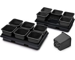 Garronda Kweekset Kweekpotten met schotel - Kamerplanten – Zwart (2 stuks) - GD-VE-Greenhouse