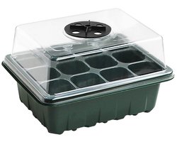 Kiempot - Kiembakje - Kiemset - kiemschaal - Zaailing Schaal - Zaailing Pot - Herbruikbaar - Met hoog deksel en ventilatiefunctie - Kaszaailingset - Geschikt voor kamerplanten of vensterbank - Groen - 12 roosters