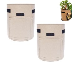2 stuks aardappelplantzakken - ademend, waterdicht, gemakkelijk te oogsten - zoete aardappelplantdozen - pindateeltpottenStoffen tuinplantzakken - Met deksel en klapdeksel - Ademend en verdikt - 35x45cm - voor kwekerij en tuinbeplanting - kameelkleur
