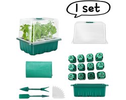 1 set - Plantenkweekbakken - Siliconen kweekbakken met 12 gaten - Zaadstartbakken - Plantenkweek - Groen
