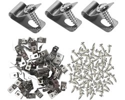 kabelklem - kabelhouder - kabelklemmen - Kasklemmen - bevestigingsclips - Kas Accessoires - 100 stuks - kas accessoires - Bevestigingsclip voor kasfolie - Geschikt voor tuin- en kasaccessoires - Kas fixatie clips - Plant Broeikas Klemmen - RVS