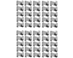 50-stuks Glasklemmen voor kassen - Roestvrijstalen glasklemmen - Montageklemmen - Z-vormige glasklemmen - Beschermkapjes voor glasklemmen - Kasaccessoires - Geschikt voor kasramen, tuinglas en kasframes - Zilver