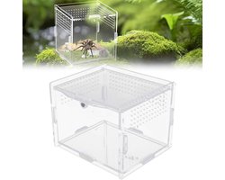 Terrarium voor Reptielen en Insecten - Kweekbak 360 Graden Transparant - Met Luchtgaten - Geschikt voor Spinnen, Hagedissen, Kikkers - 10x8x7cm
