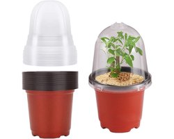 Plantenkwekerijpotten met vochtigheidsdoppen 4 inch (ca. 10,2 cm) zachte transparante plastic tuinpotten Plantbakken, cup-potten, kleine zaailingenbakken voor zaailingen, 10 stuks per verpakking