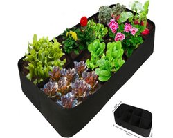Verhoogd Tuinbed - Plantenbak Stof - Groenten Kweken - Met 8 Roosters - 120 x 60 x 30 cm - Zwart