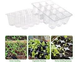 Zaaitray met 12 cellen - 10pcs - herbruikbare kweektray voor zaden, stekken en jonge planten - transparant - 17 x 13 x 5,5 cm - PET voor groente, kruiden en bloemen