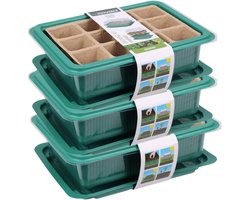 Pro Garden Stekpotje / kweekpot in kweekbak - 3x - 4x stuks - 20 x 15 x 6,5 cm - turfpotjes