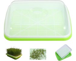 Kiemgroenten Kweekbak - Zaailingenbak - kiemschaaltjes - tauge kweken - Zaaibak - Zaaitray - Zaadkiemtray - Kweekbak - Groen - en bewaartrays voor tuin - huis en kantoor - 25*34cm