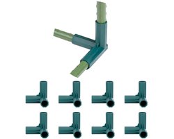 Dailygoods- Plantenpaalverbinder 3-weg - Planksteun - Kunststof - Ondersteuning - Kasaccessoires - 8 stuks - Afmetingen 6 x 6 x 6 cm - Plantsteun