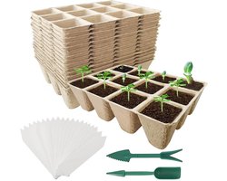 10-pack Planttrays – Kweekpotjes - kweekbakken – Groenteplantpotten – Zaailingpotjes – Bevordert gezonde groei – Plantvezels – bruin