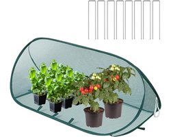 Pop-up Tuinnetkas voor Planten - Ovale Pop-up Tuinnetkas - met 8 Grondpennen - Balkon en Kas - Beschermt Groenten, Kruiden en Bloemen tegen Vogels - groen