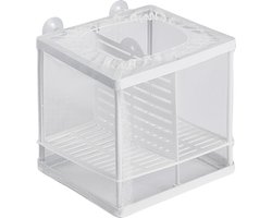 Aquarium broedbakken - Vissen isolatieboxen - Net broedbakken - Jonge vis kweekbakken - Duurzaam, veilig, eenvoudig te installeren - Kunststof - 16×14×15 cm - Geschikt voor aquaria, guppies en betta vissen - Wit
