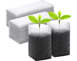 100 stuks - Kweekzakken - Zaailing zakken - Stekzakjes - Kweekzakjes - Plantzakken - Tuinbouwplantzakken - Tuin plantenzakken - Plantzakjes voor bloemen - bloemencontainer - opbergzakken - voor bomen, bloemen en groenten in de tuin - 16*12 cm - wit
