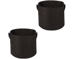 2-stuks Plantenzak van 7 gallon (ca. 26 liter) - Plantzak - Kweekzak - Tuinbenodigdheden, herbruikbaar - 35x35x30 cm - Non-woven stof - Geschikt voor het kweken van aardappelen, tomaten, groenten en bloemen - Zwart