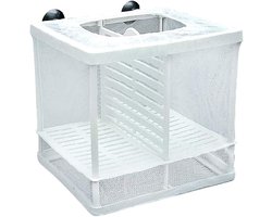 Vissen Kweekbakje - 15.5 X 14.5 X 16 Cm - Viskweeknetten - Broednetten - Met Tussenschotten En Zuignappen - Kraam Quarantaine Baby Visjes - Visbroedplaats - Geschikt Voor Alle Soorten Aquaria - Wit